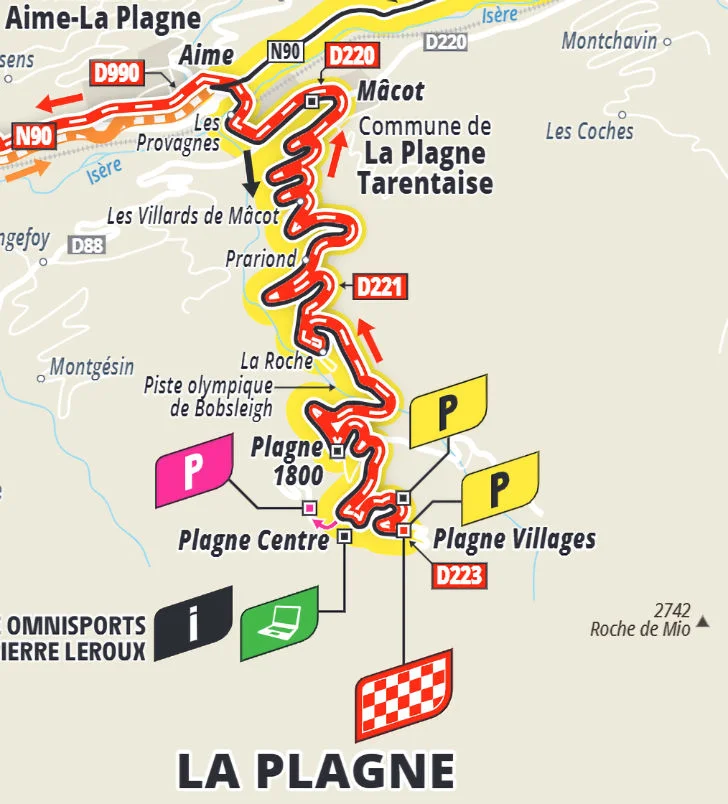 Tour de France 2025 Stage 19 Route: Albertville to La Plagne Full Climb Profile 4 tdf-2025-stage-19-route-finishclimb