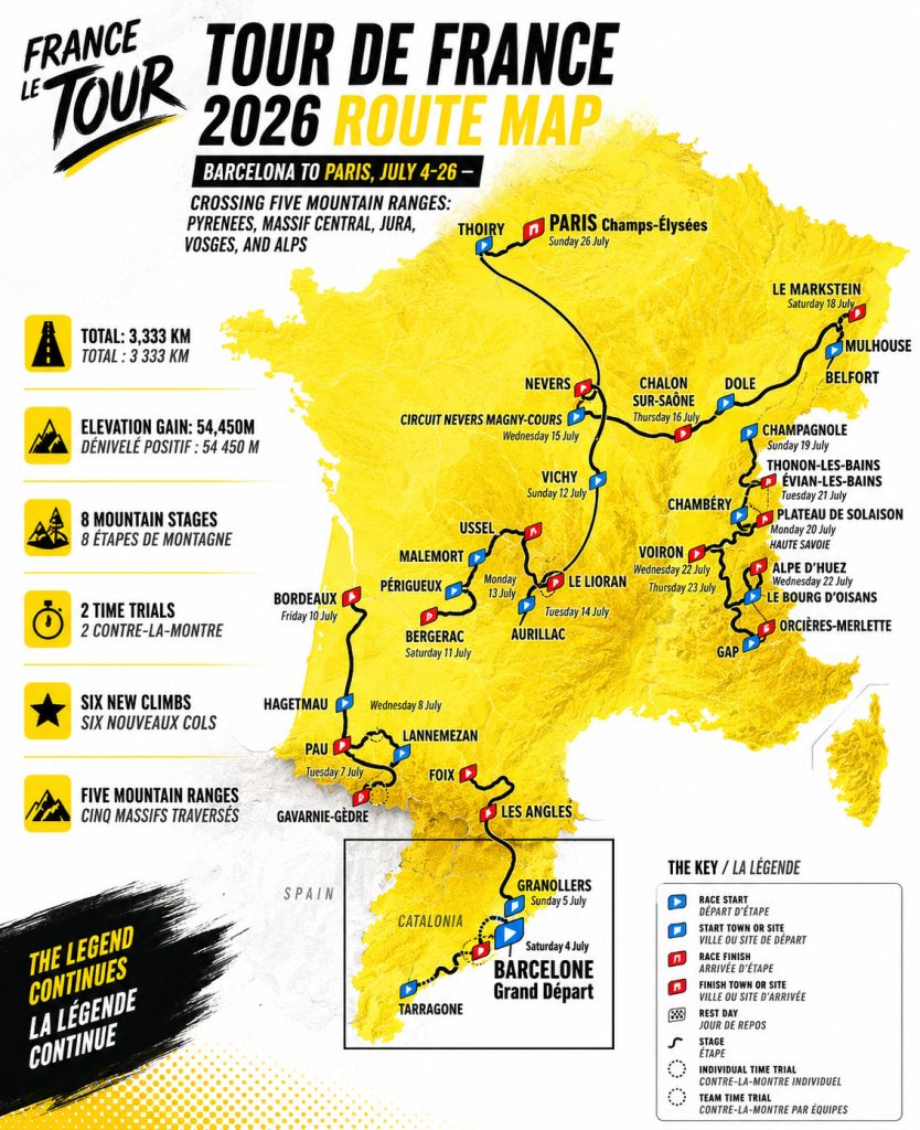 Tour de France 2026 Route: Complete Stage-by-Stage Guide, Elevation Profiles & Maps 2 Complete Tour de France 2026 route map