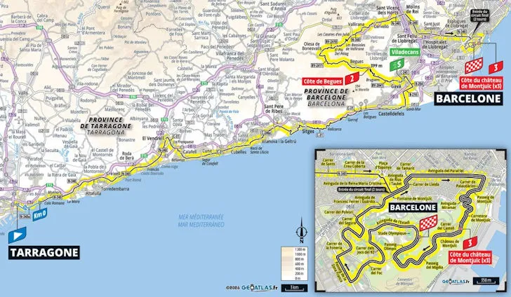 Tour de France 2026 Stage 2 Route MapTarragona to Barcelona
