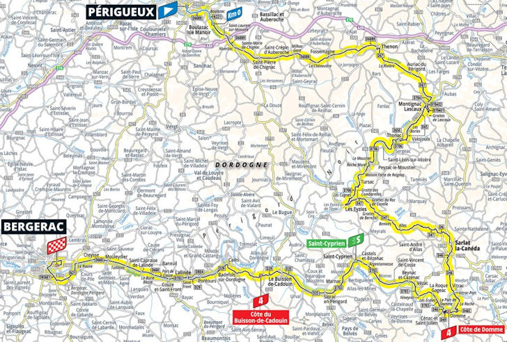 Tour de France 2026 Stage 8 Périgueux to Bergerac Route Map
