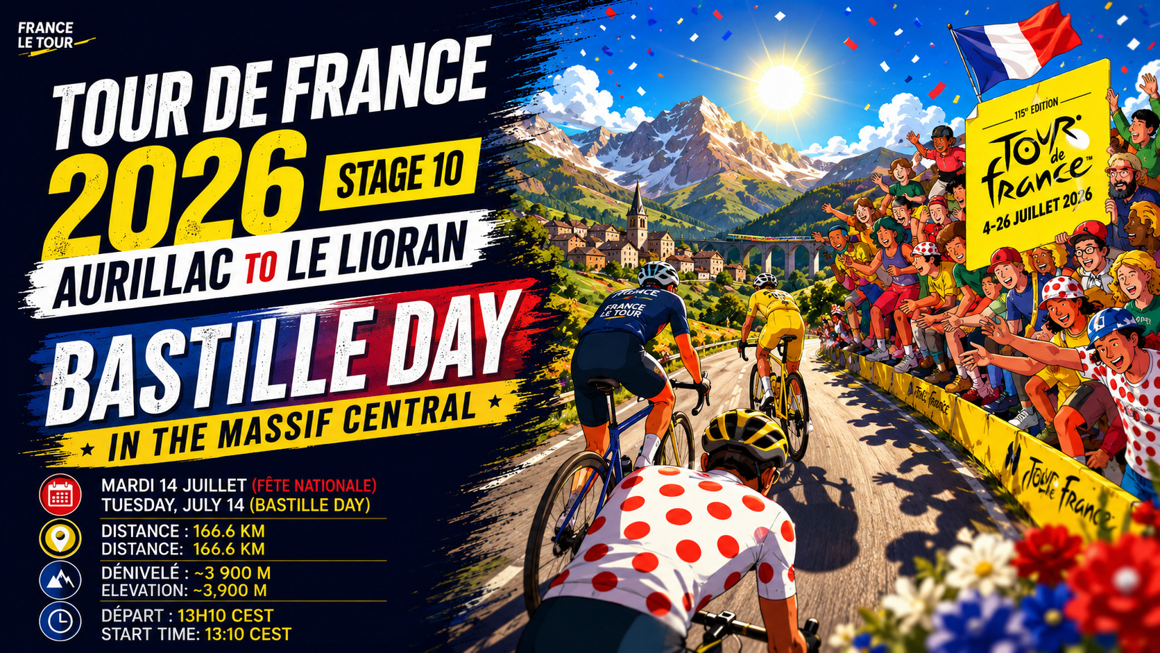 Tour de France 2026 Stage 10: Complete Guide to the Aurillac to Le Lioran Bastille Day Mountain Stage 1 Tour de France 2026 Stage 10 Bastille Day Aurillac to Le Lioran