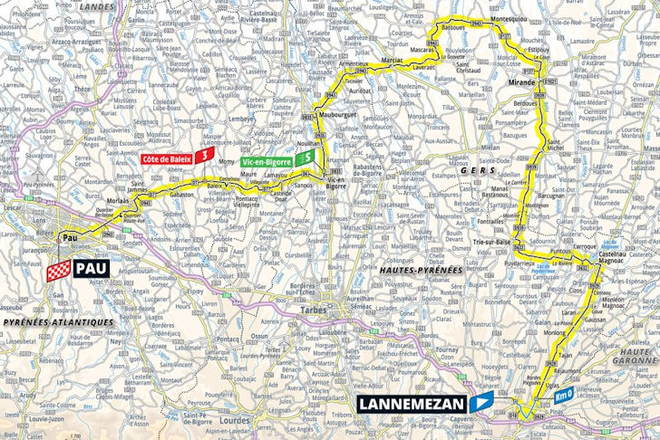 Tour de France 2026 Stage 5 Route Lannemezan to Pau Course
