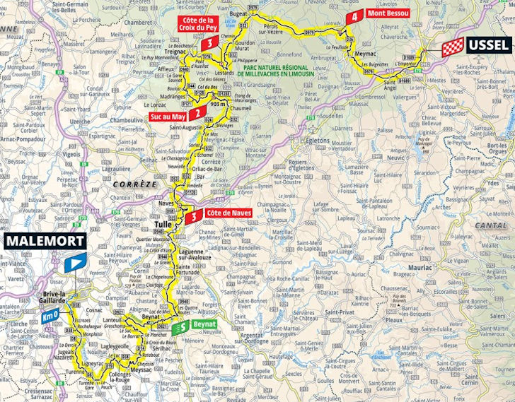 Tour de France 2026 Stage 9 Route Malemort to Ussel