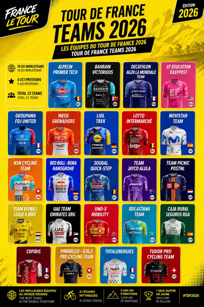 Tour de France 2026 Startlist: All 184 Riders, Teams, Contenders & Full Guide 1 All 23 Tour de France 2026 Teams