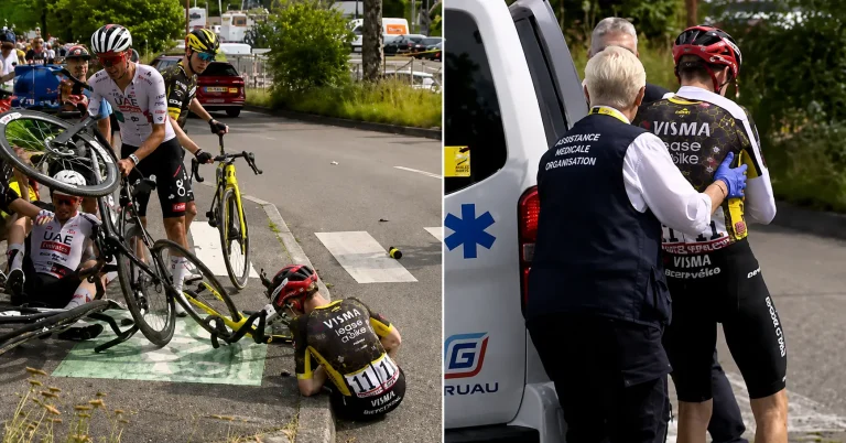 Vingegaard's Tour de France Ends in a Roundabout Crash β Evenepoel Beats PogaΔar Hours Later 5 Jonas Vingegaard crashed Stage 15
