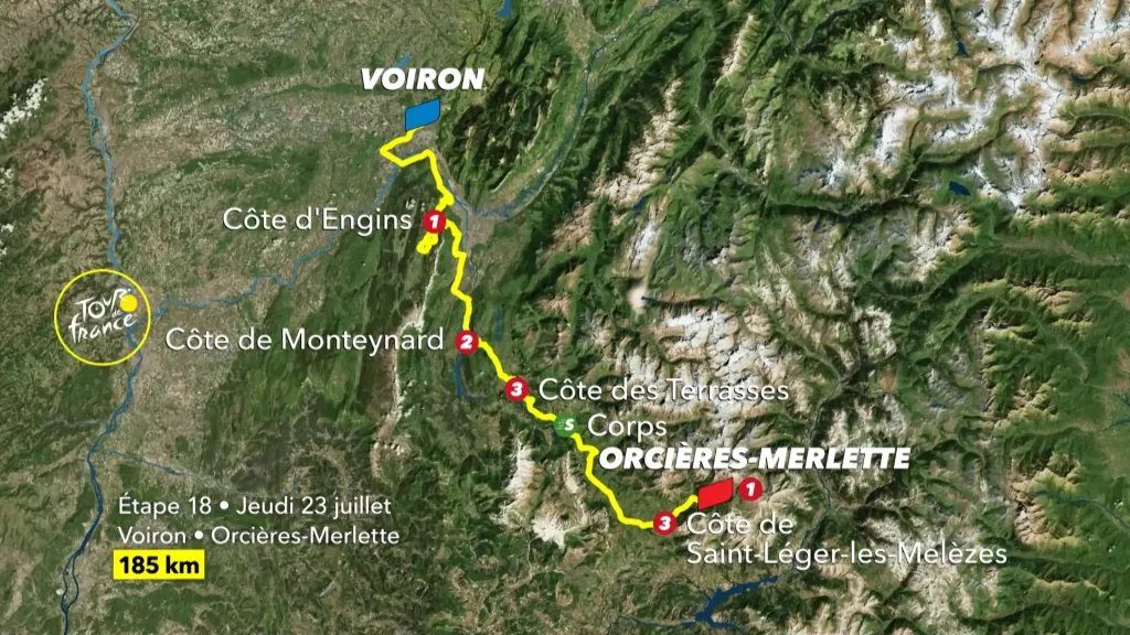 Tour de France 2026 Stage 18: Voiron to Orcières-Merlette — the Alps Open Where Ocaña Broke Merckx 2 tour-de-france-2026-stage-18-route-map
